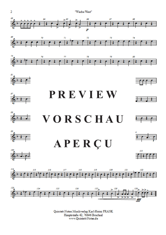 Produktgalerie: Seite 11 von 21 Wache West , , (Blechbläserquintett + Trillerpfeife, Schlagzeug)