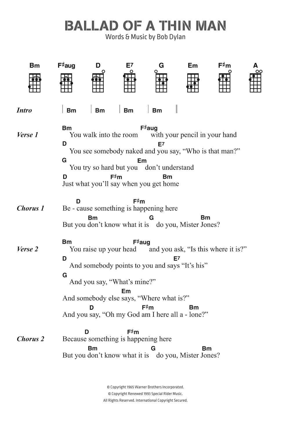 Produktgalerie: Seite 1 von 1 Ballad Of A Thin Man, Bob Dylan, Gesang, Gitarre, Klavier