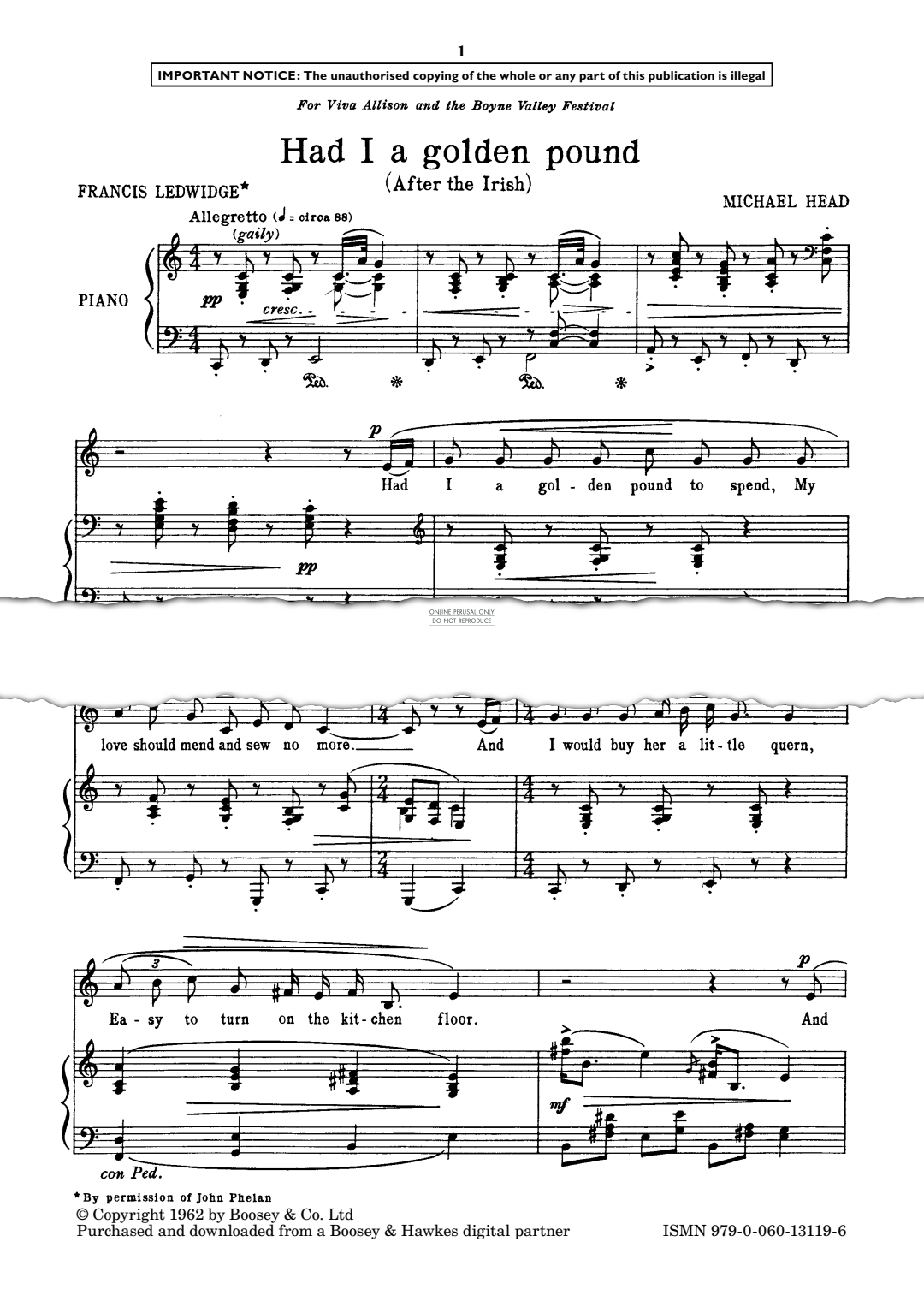 Produktgalerie: Seite 1 von 1 Had I a golden pound, Michael Head, Gesang, Klavier