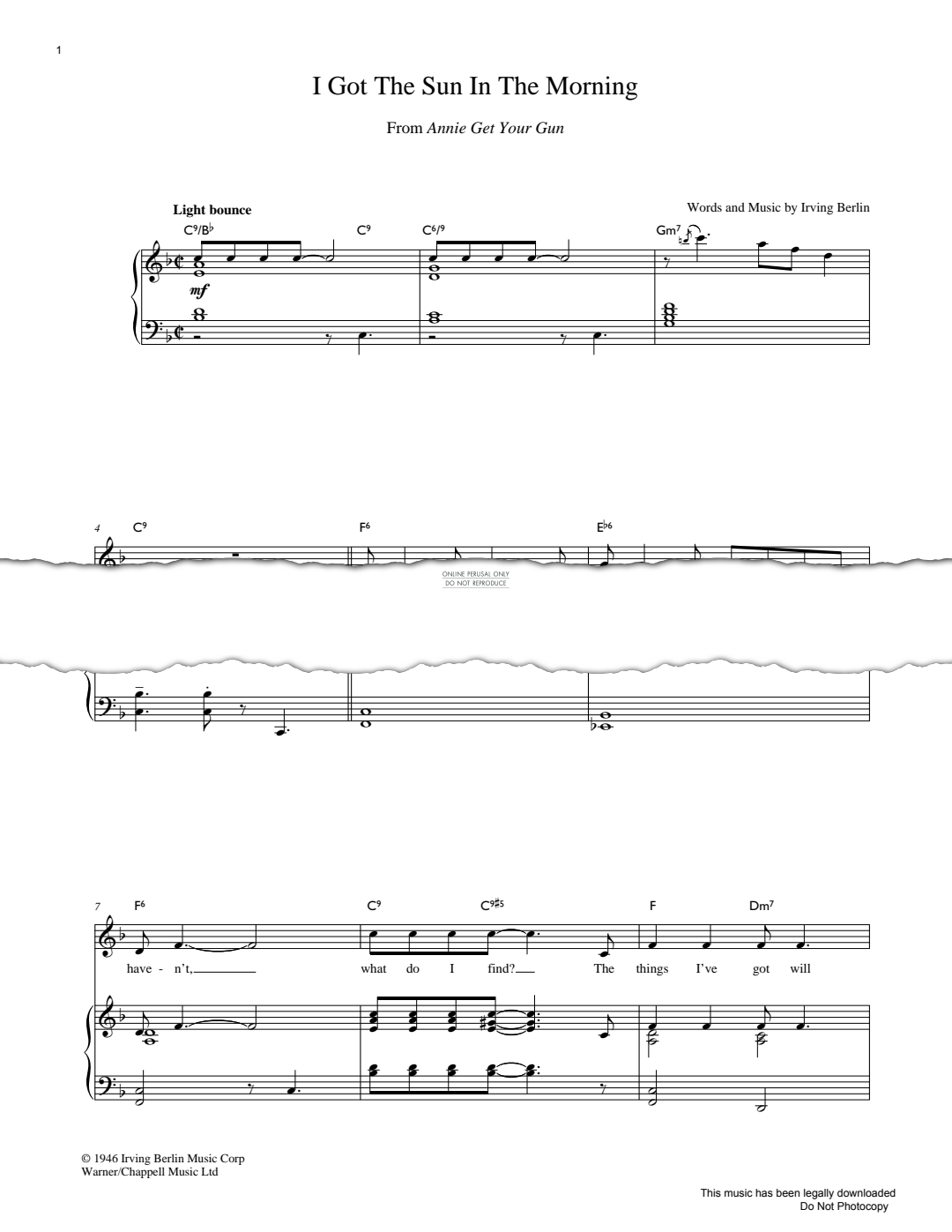 Produktgalerie: Seite 1 von 1 I Got The Sun In The Morning, Irving Berlin, Gesang, Klavier