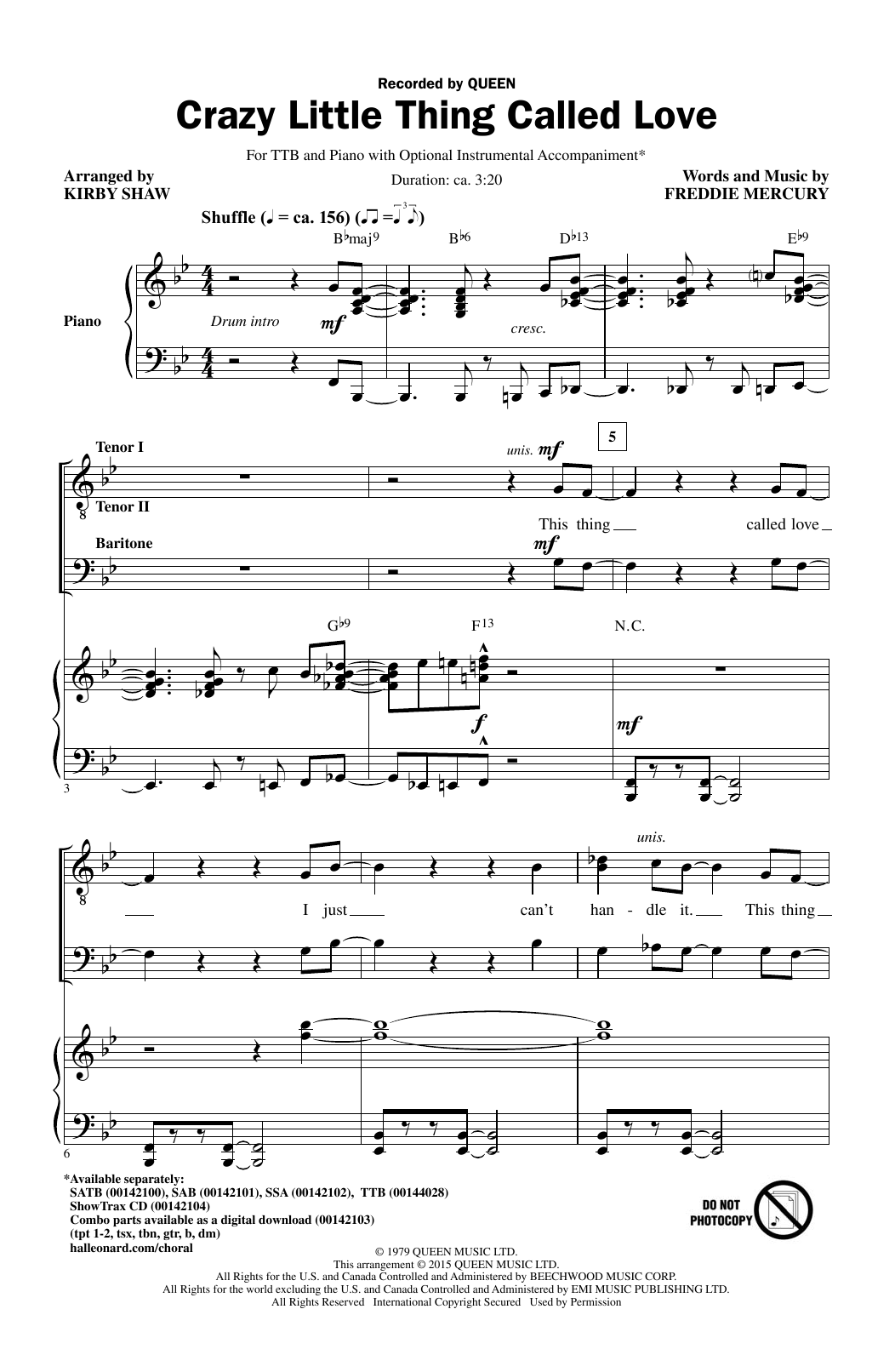 Produktbild zu: Crazy Little Thing Called Love (arr. Kirby Shaw)