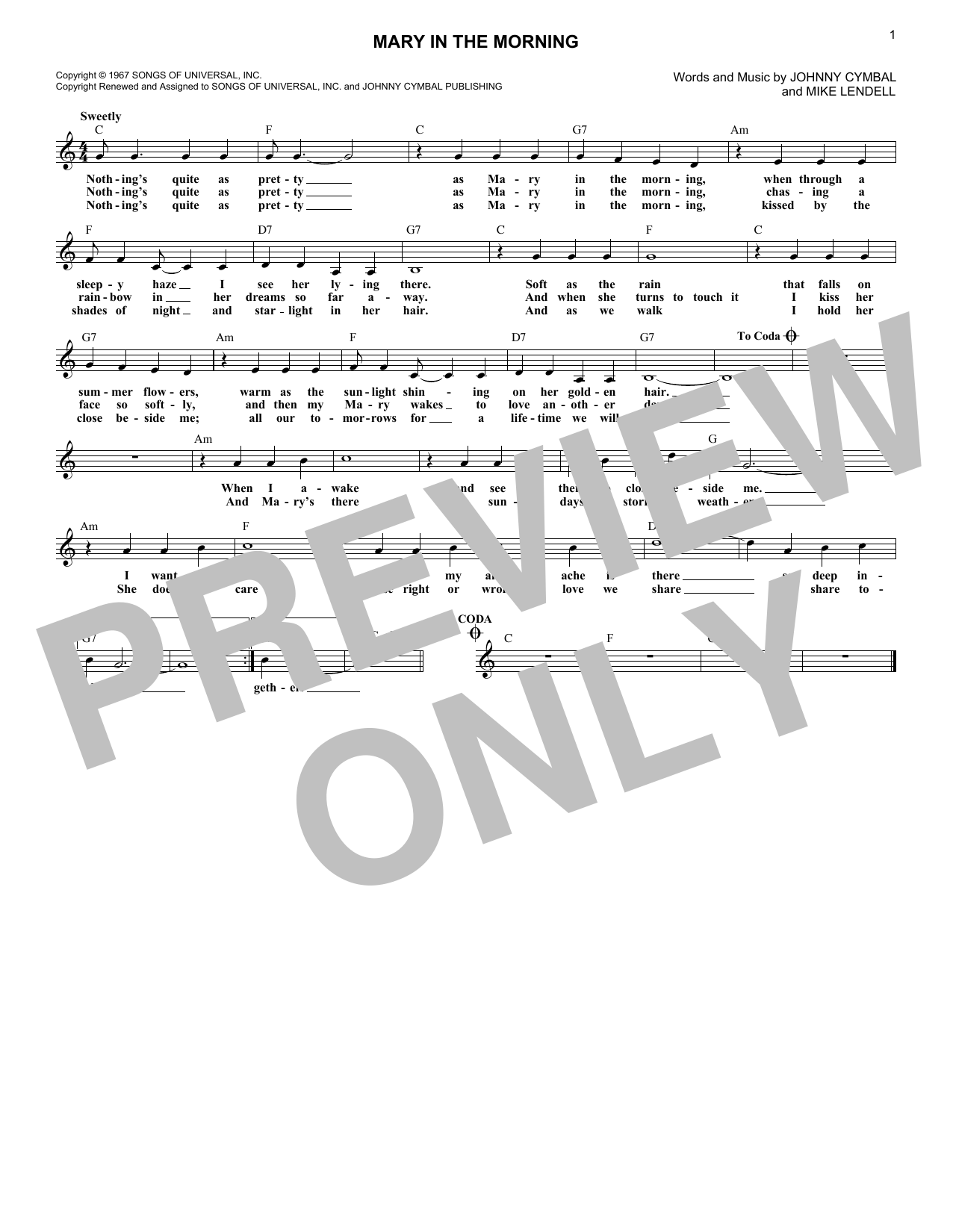 Product gallery: Page 1 of 1 Mary In The Morning, Johnny Cymbal