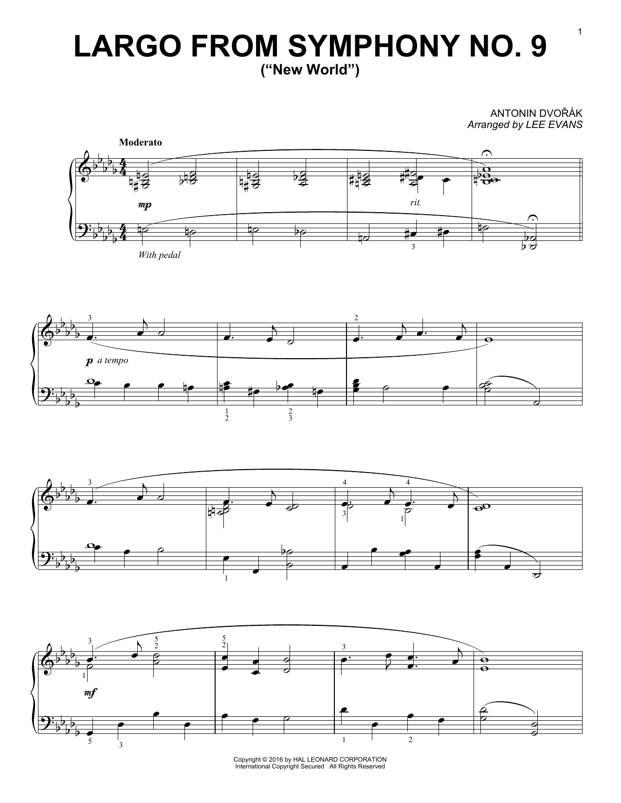 Product picture to: Largo From Symphony No. 9 ("New World") (arr. Lee Evans)