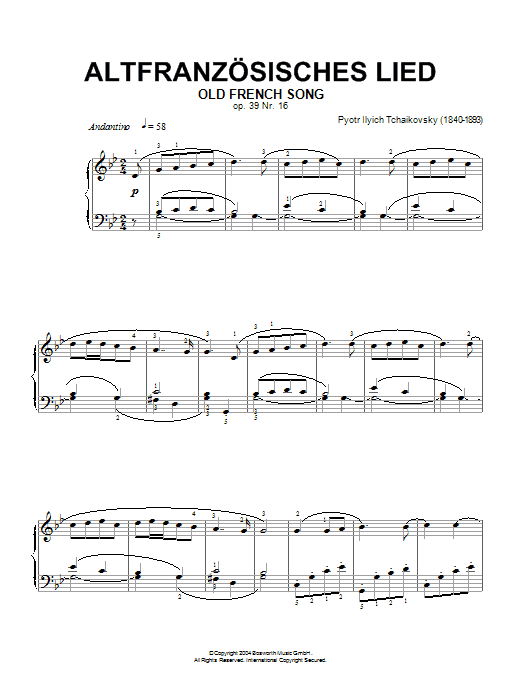 Product gallery: Page 1 of 1 Old French Song, Op.39, No.16, Pyotr Il'yich Tchaikovsky