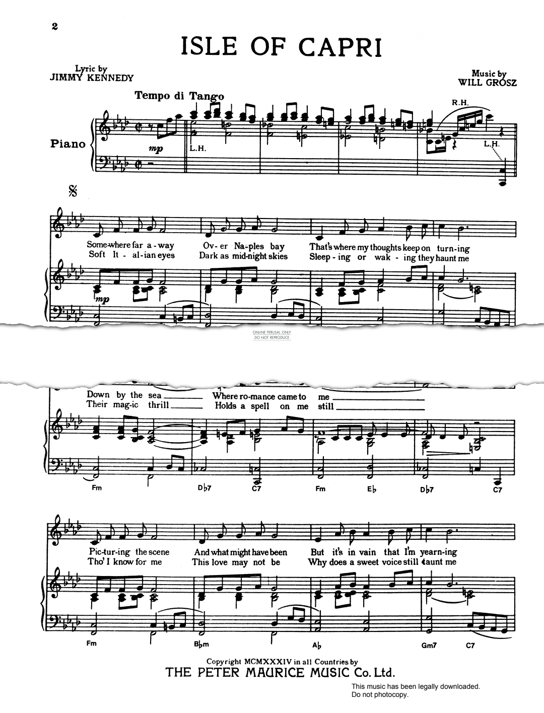 gallery: Isle Of Capri, Wilhelm Grosz, Gesang, Gitarre, Klavier