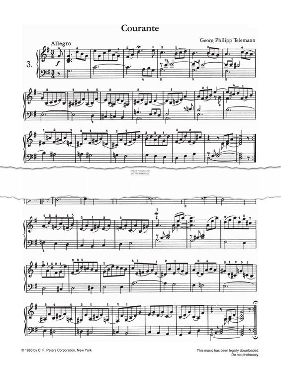 Produktgalerie: Seite 1 von 1 Courante, Georg Philipp Telemann, Klavier