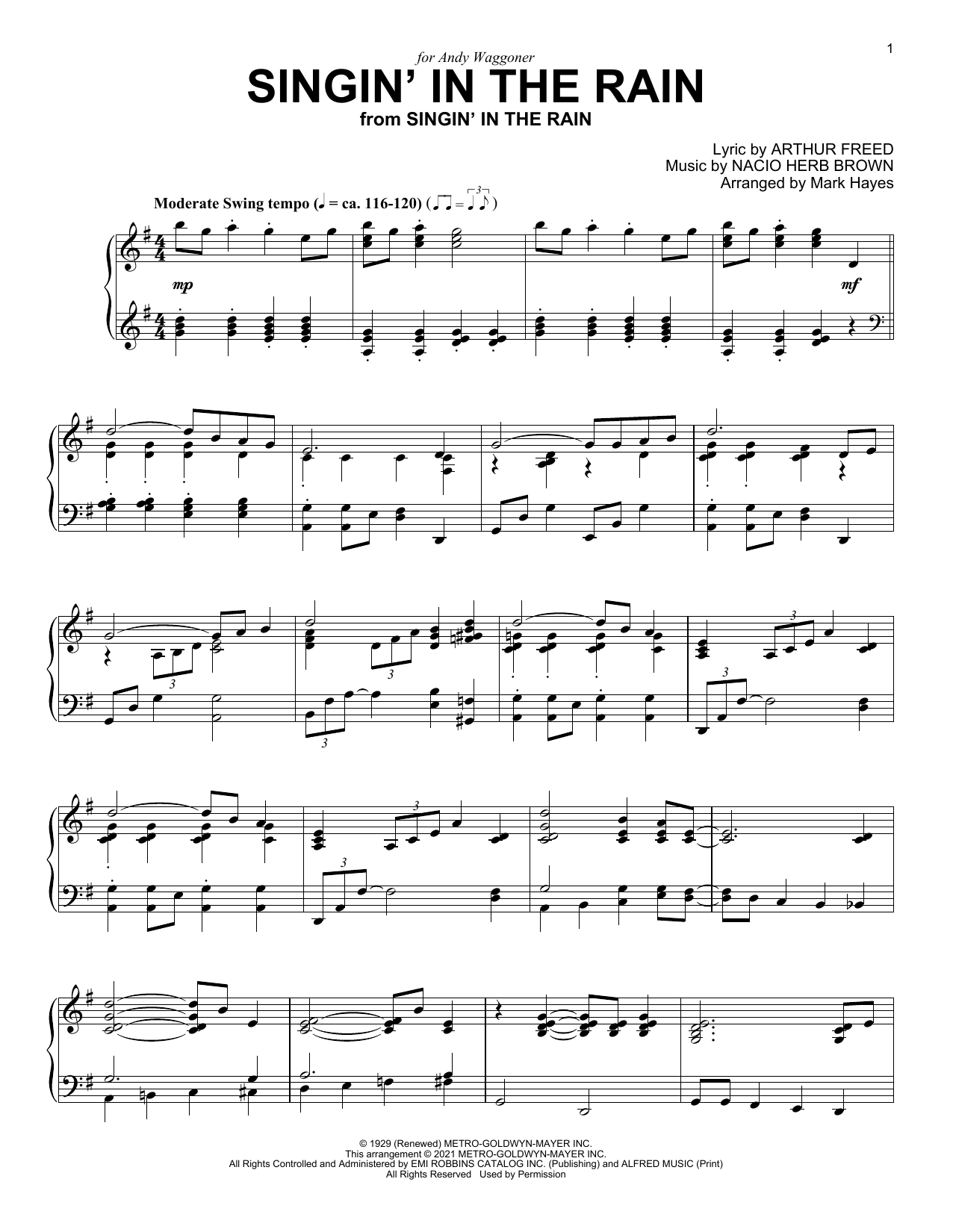 Product picture to: Singin' In The Rain (from Singin' In The Rain) (arr. Mark Hayes)