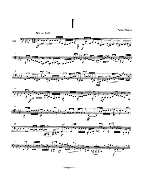 Product picture to: Suite for Solo Tuba Alone by Itself without Accompaniment Antony Paasch
