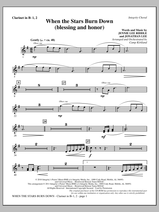 Produktgalerie: Seite 1 von 1 When The Stars Burn Down (Blessing And Honor) - Clarinet 1 & 2, Camp Kirkland, Chor