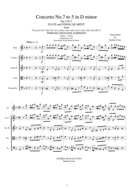 Produktbild zu: Concerto No.7 to 5 in D_Moll Op.5Tomaso Albinoni