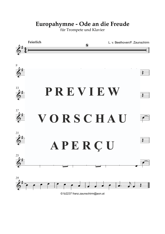 Product gallery: Page 5 of 10 Europhymne - Ode an die Freude, , Trumpet In Bb and Piano