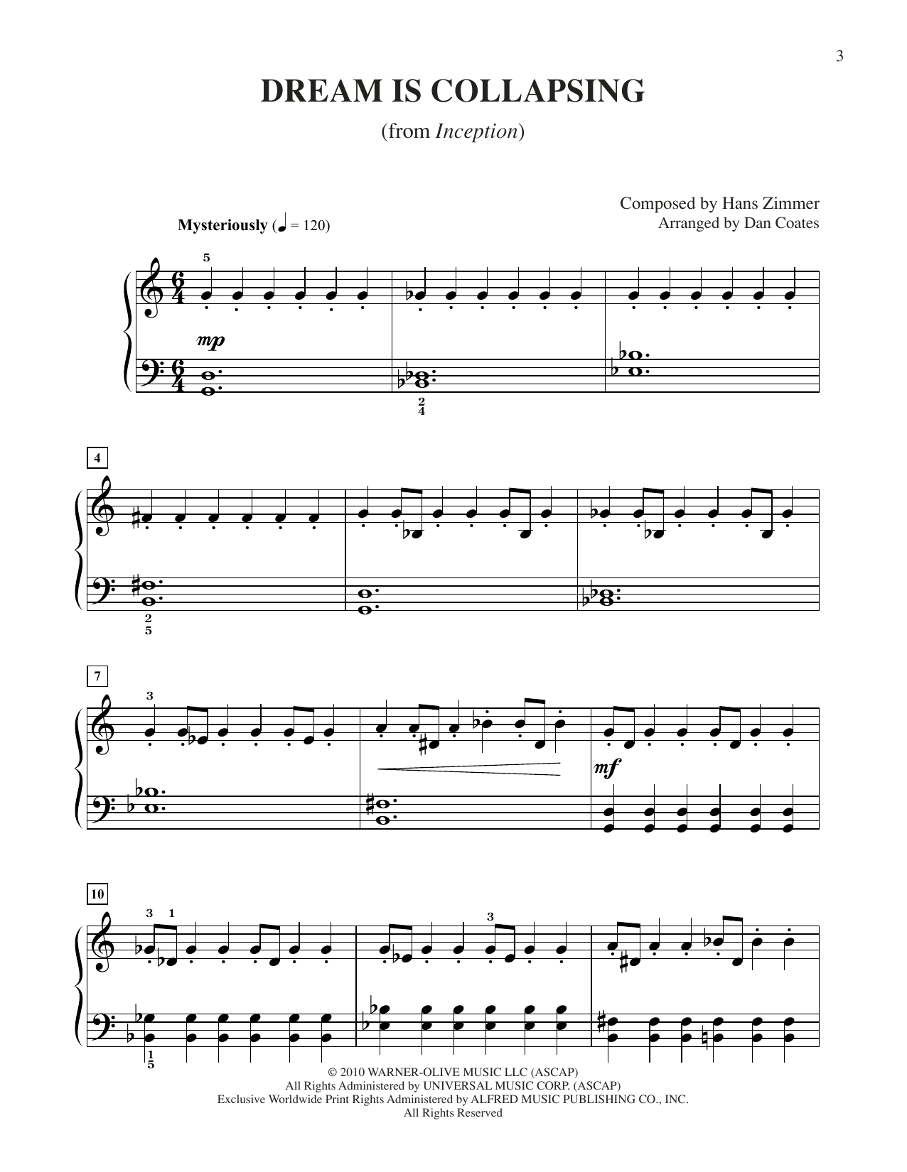 Produktbild zu: Dream Is Collapsing (from Inception) (arr. Dan Coates)