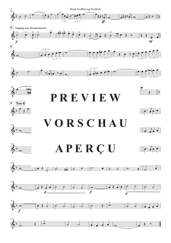 Produktgalerie: Seite 7 von 21 Hoch! Großherzog Friedrich , Blasorchester Fatamo, (Blechbläser Quintett - flexible Besetzung + Schlagzeug)