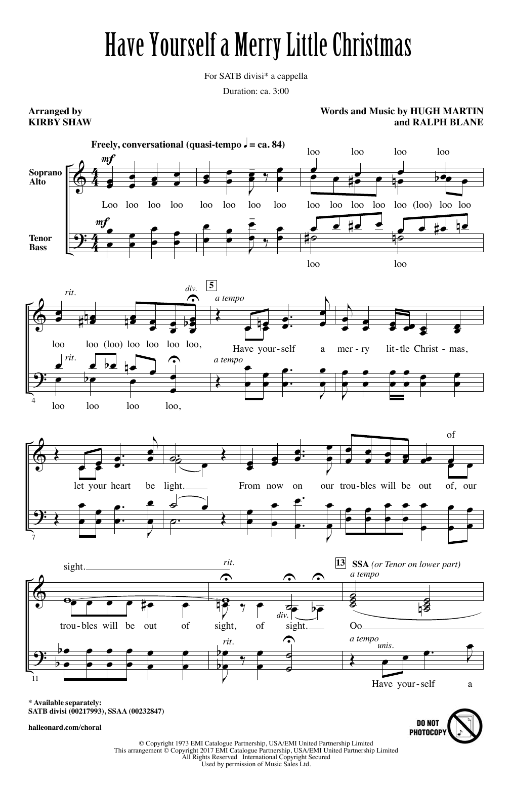 Produktgalerie: Seite 1 von 1 Have Yourself A Merry Little Christmas (arr. Kirby Shaw), Hugh Martin, Chor