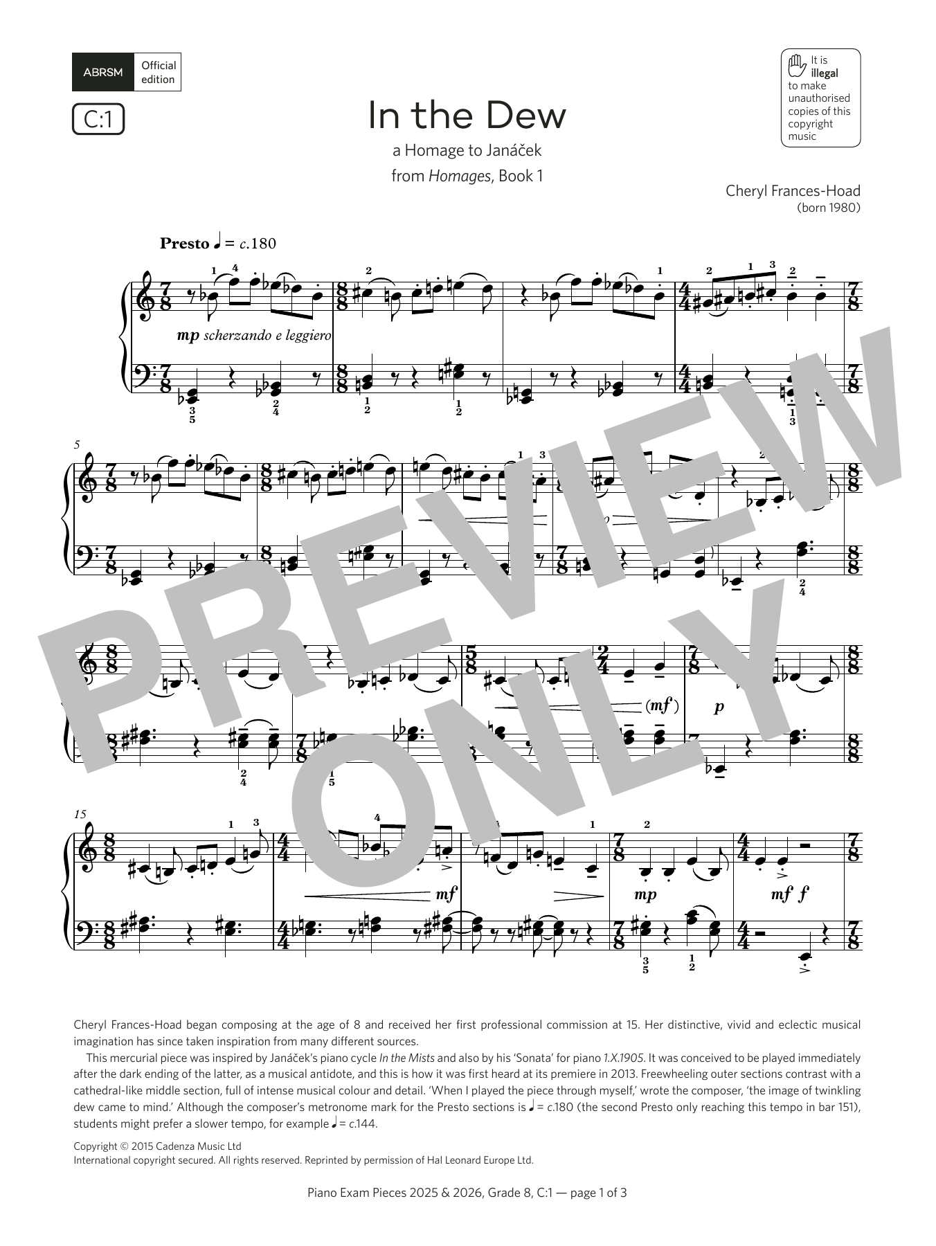 Produktbild zu:  In the Dew (Grade 8, list C1, from the ABRSM Piano Syllabus 2025 & 2026) - Cheryl Frances-Hoad