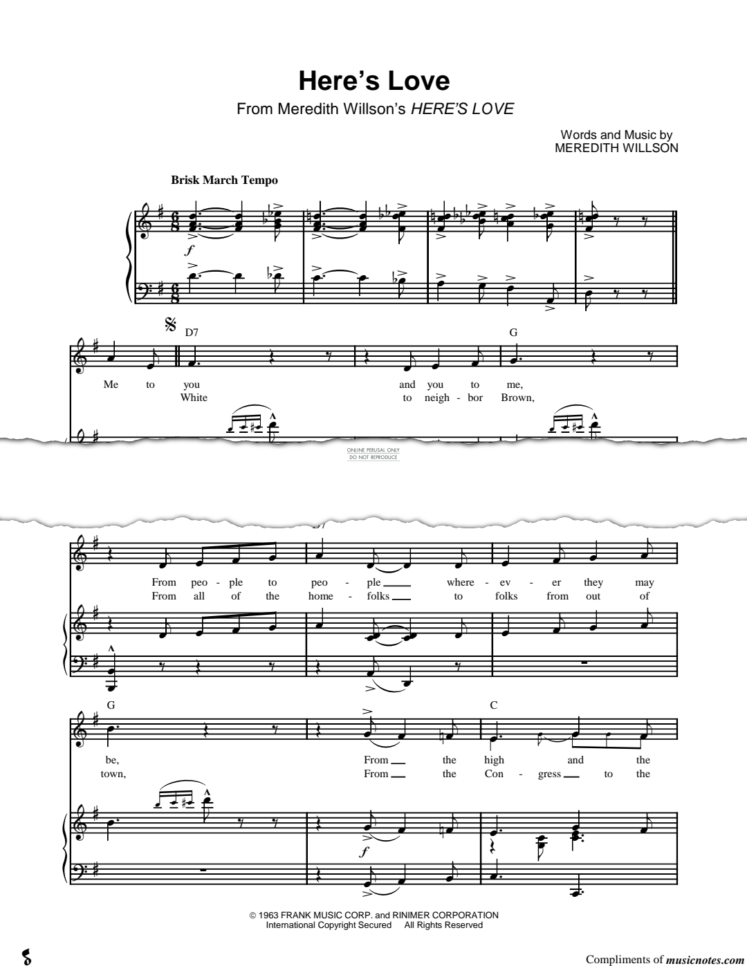 Produktgalerie: Seite 1 von 1 Here's Love, Meredith Willson, Gesang, Klavier