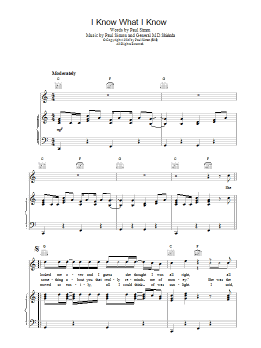 Produktgalerie: Seite 1 von 1 I Know What I Know, Paul Simon, Gesang, Gitarre, Klavier