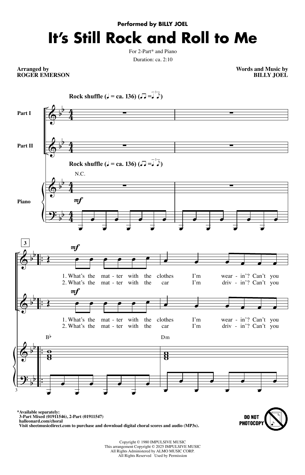 Produktgalerie: Seite 1 von 1 It's Still Rock And Roll To Me (arr. Roger Emerson), Billy Joel, Chor