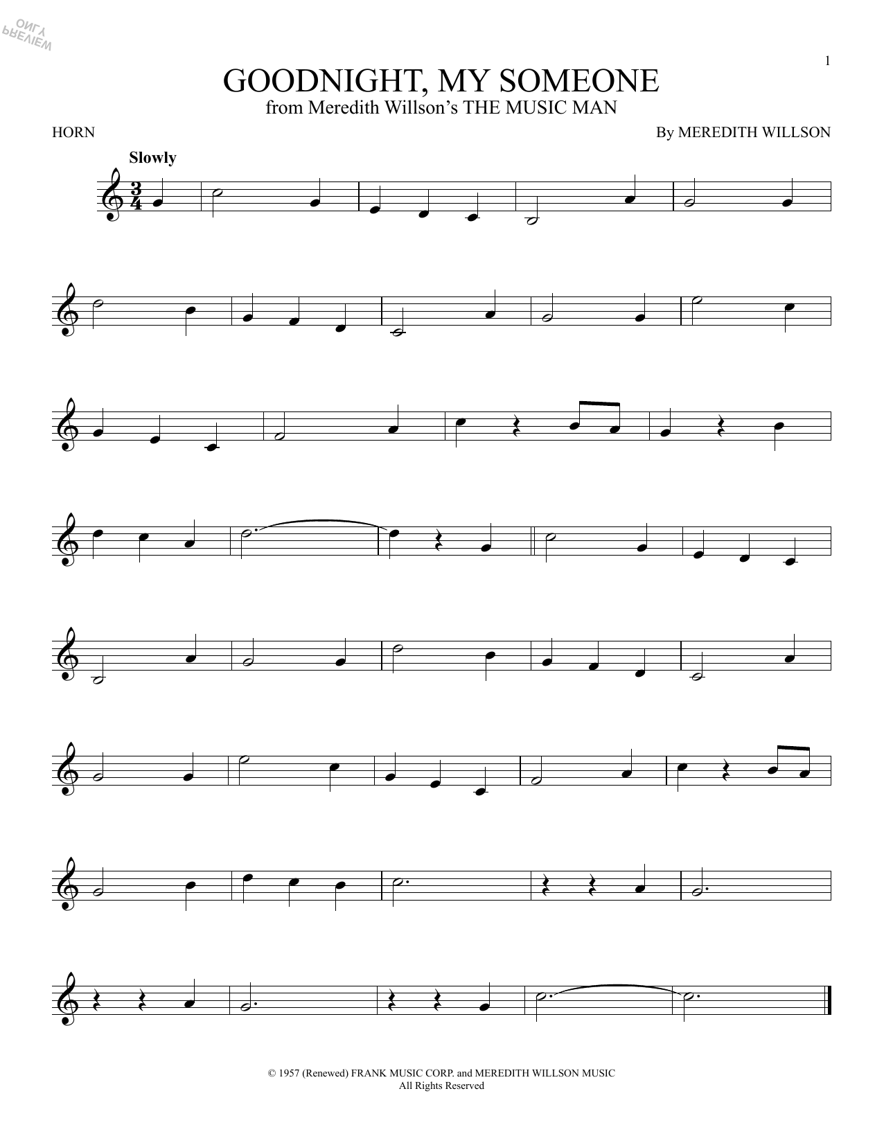 Produktgalerie: Seite 1 von 1 Goodnight, My Someone (from The Music Man), Meredith Willson, Horn