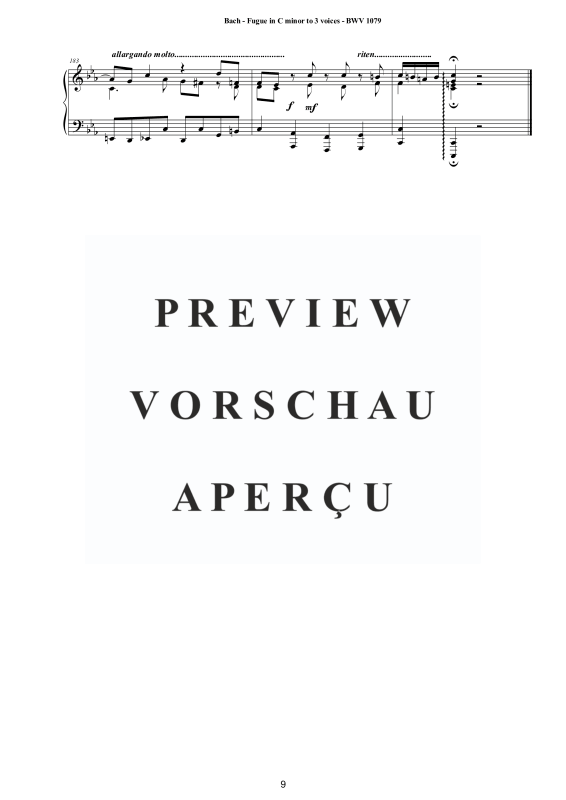Produktgalerie: Seite 10 von 10 Ricercare - Fugue in C minor to 3 voices BWV 1079, , Klavier Solo