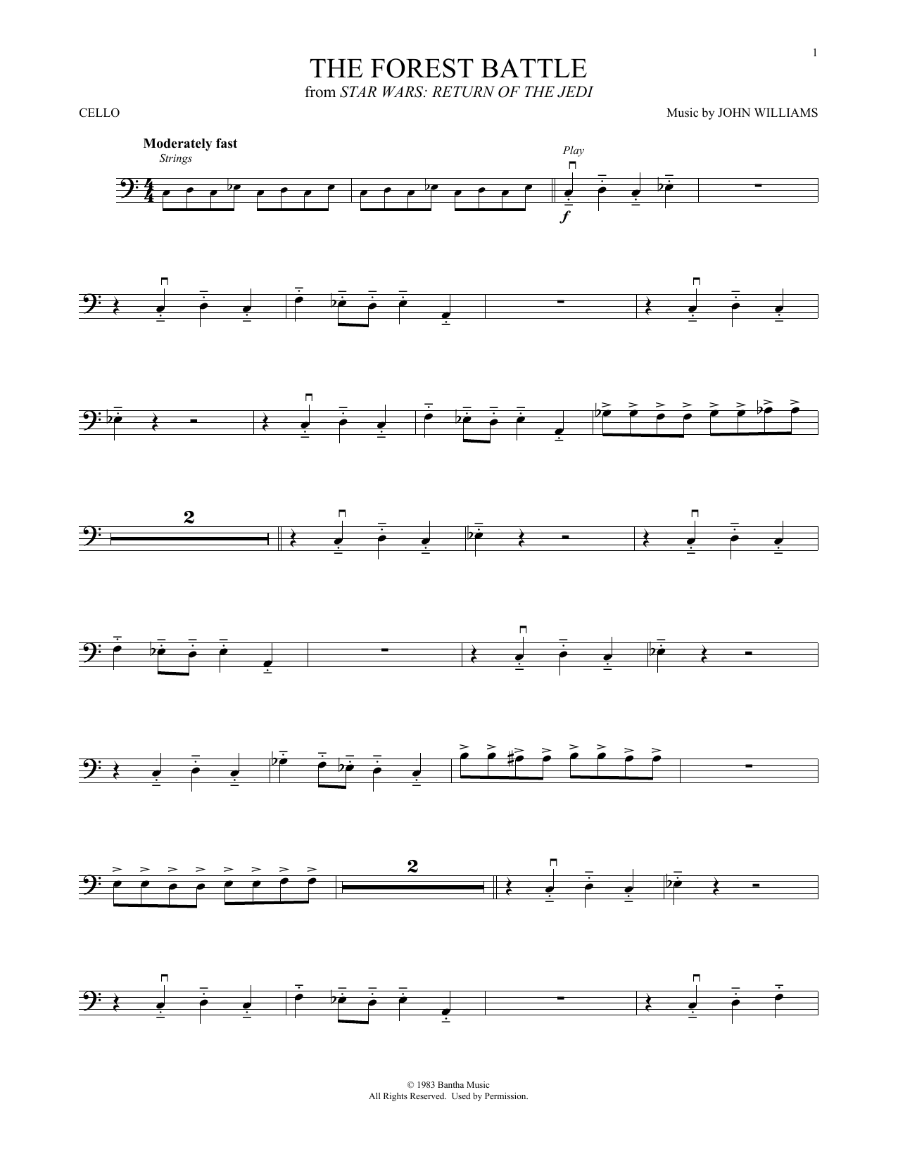 Produktgalerie: Seite 1 von 1 The Forest Battle (from Star Wars: Return Of The Jedi), John Williams, Violoncello