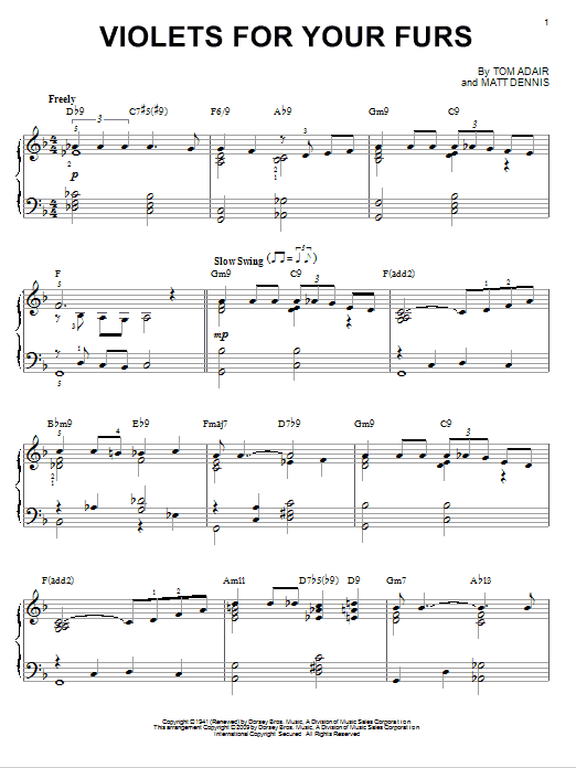 Product gallery: Page 1 of 1 Violets For Your Furs [Jazz version] (arr. Brent Edstrom), Frank Sinatra