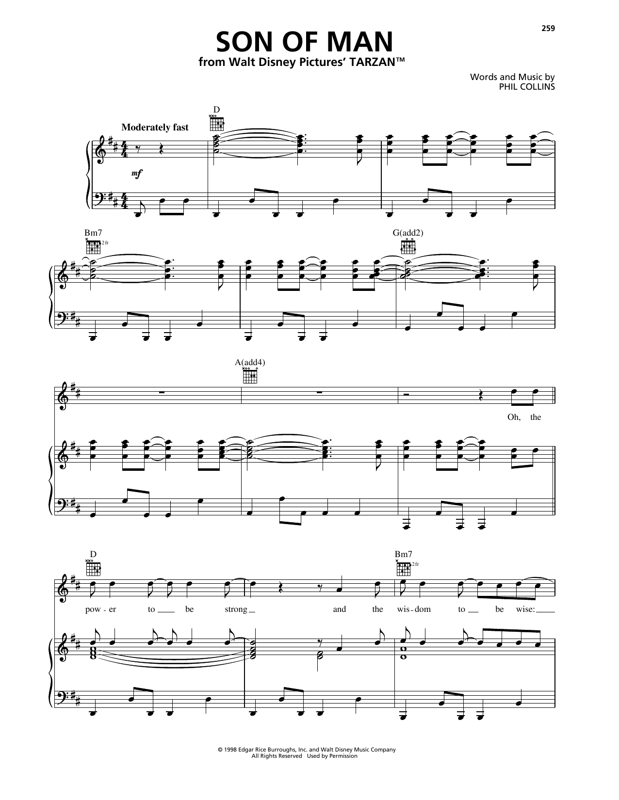 Produktgalerie: Seite 1 von 1 Son Of Man* (from Tarzan), Phil Collins, Gesang, Gitarre, Klavier