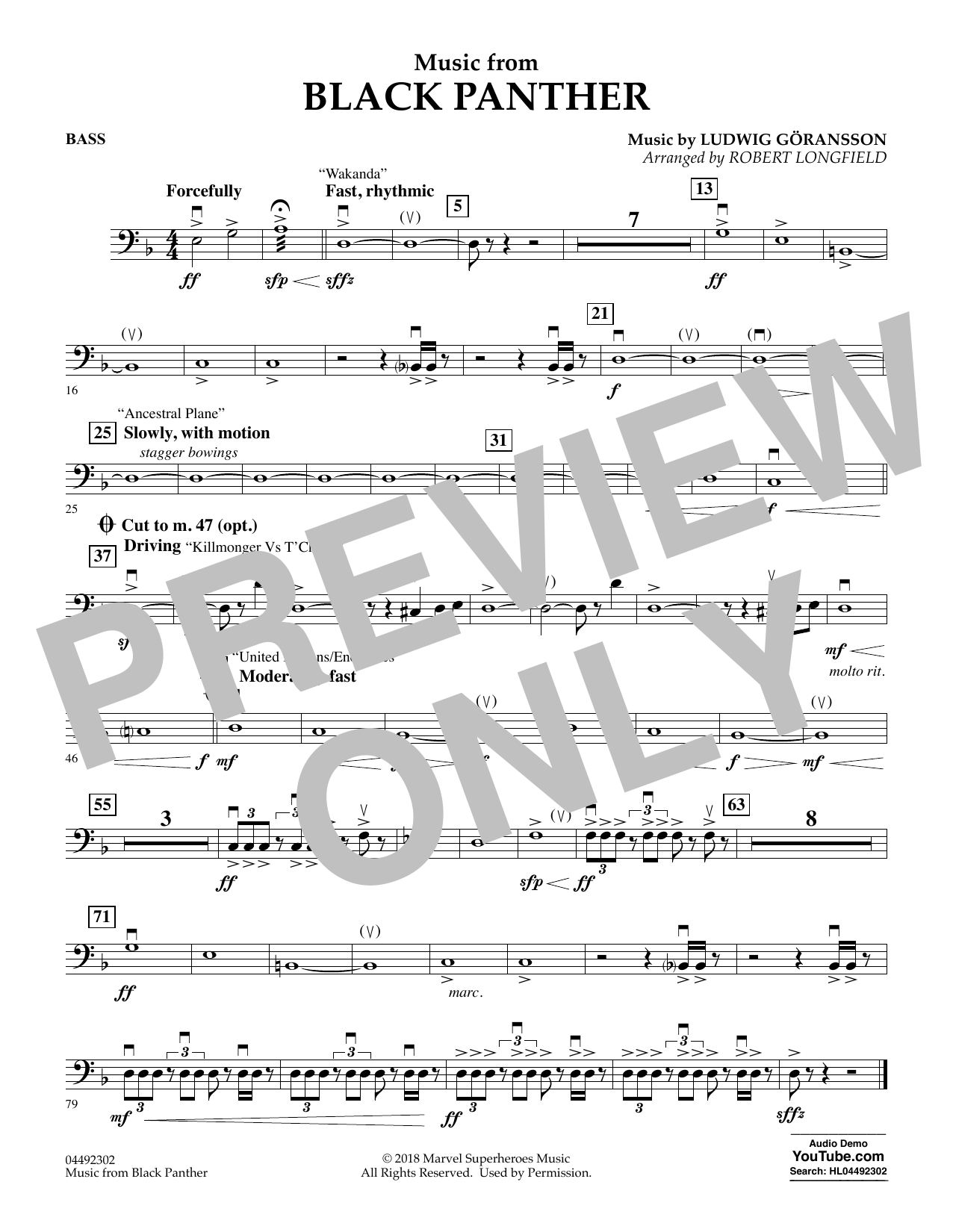 Produktbild zu: Music from Black Panther (arr. Robert Longfield) - Bass