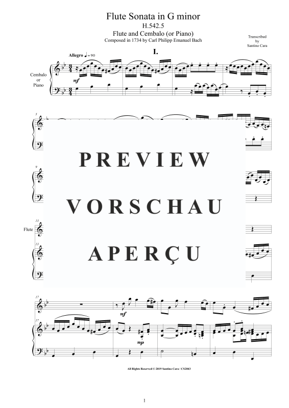 Product gallery: Page 2 of 11 Flute Sonata in G-Moll H542.5, , Flute and Harpsichord/Piano