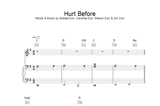 Produktgalerie: Seite 1 von 1 Hurt Before, The Corrs, Gesang, Gitarre, Klavier
