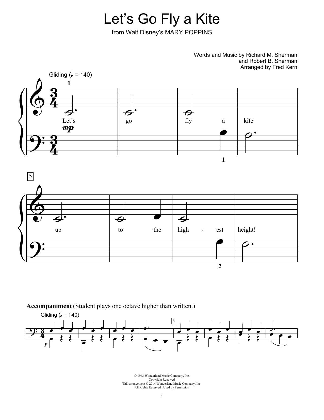 Product picture to: Let's Go Fly A Kite (from Mary Poppins) (arr. Fred Kern)
