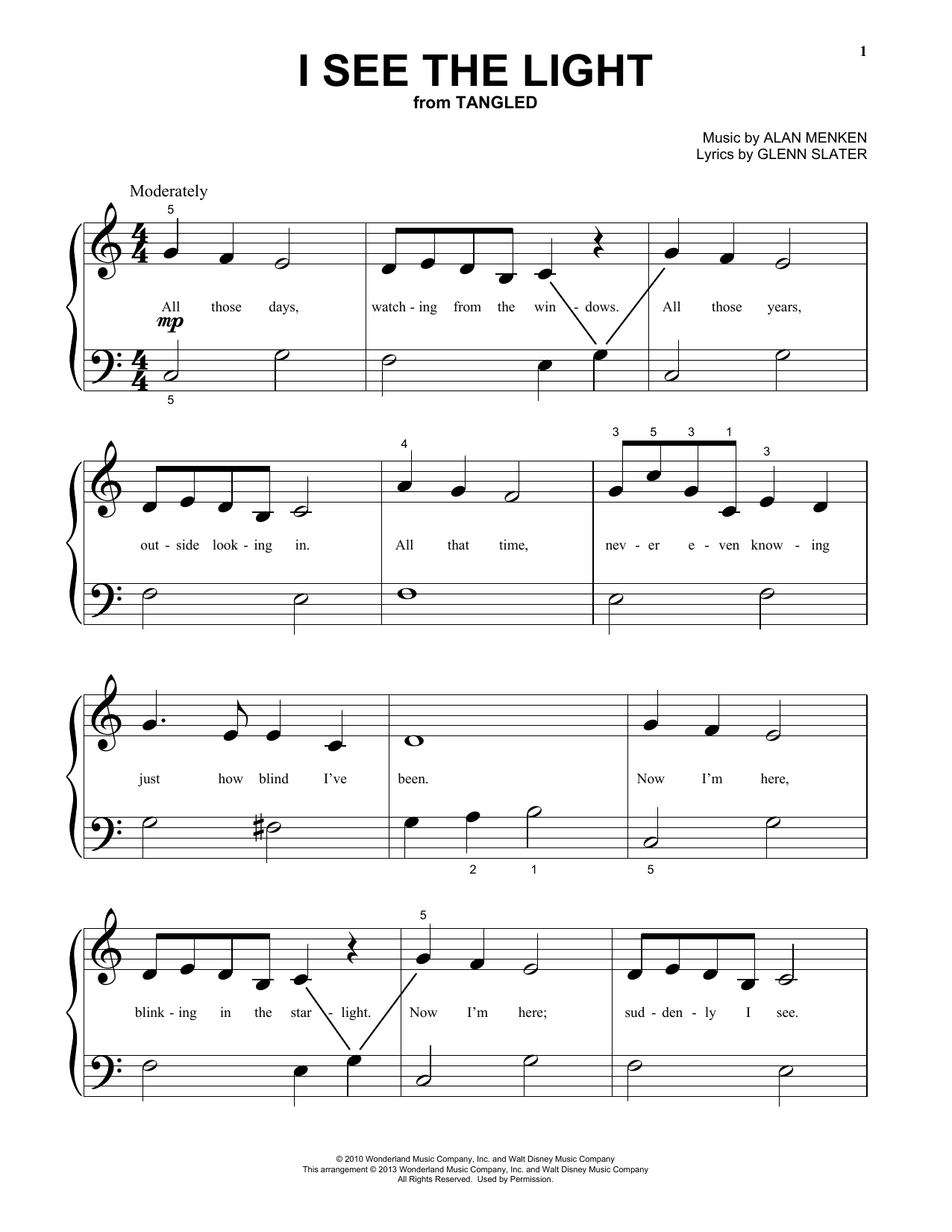 Produktgalerie: Seite 1 von 1 I See The Light (from Tangled), Alan Menken, Klavier