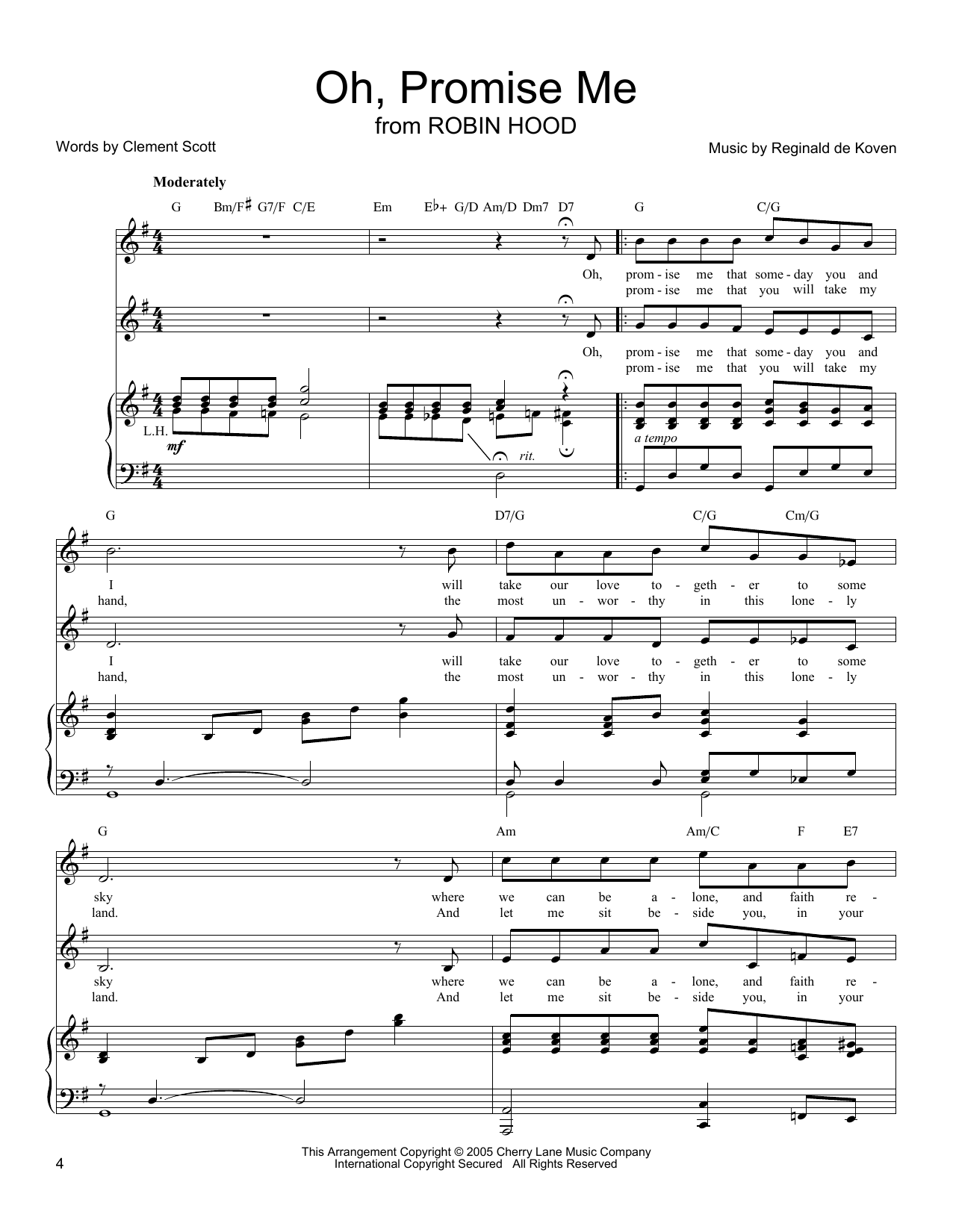 Produktgalerie: Seite 1 von 1 Oh, Promise Me, Reginald De Koven, Gesang