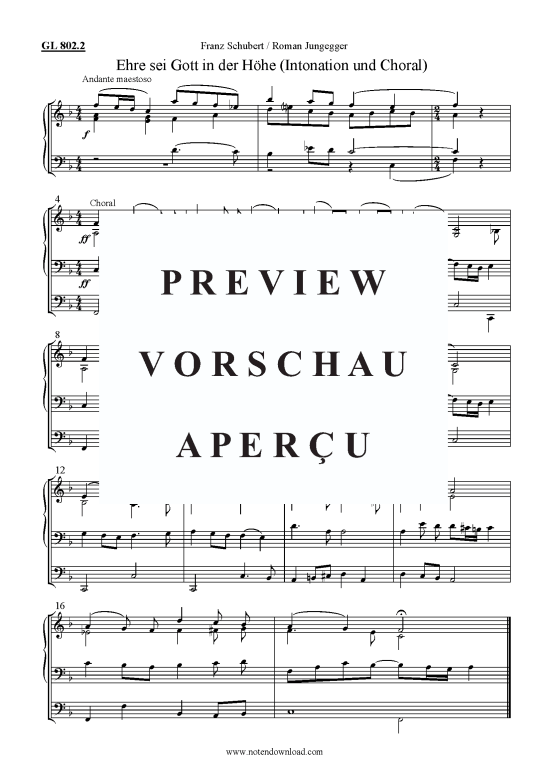 Product picture to: Ehre sei Gott in der Höhe (Intonation und Choral) Franz Schubert