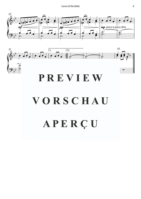 Produktgalerie: Seite 6 von 6 Carol of the Bells - Shchedryk - Der ukrainische Weihnachtsklassiker, , Klavier Solo