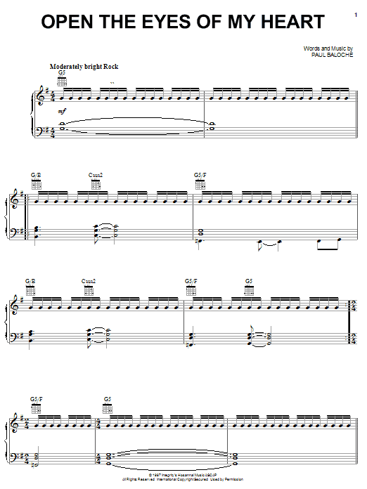Produktgalerie: Seite 1 von 1 Open The Eyes Of My Heart, Phillips, Craig & Dean, Gesang, Gitarre, Klavier