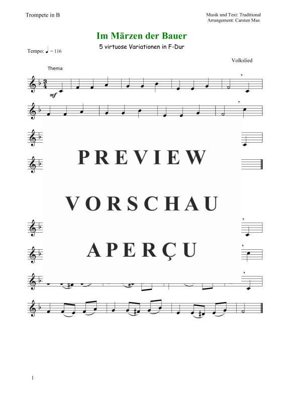 Produktgalerie: Seite 2 von 4 Im Märzen der Bauer , , (Trompete in B Solo)