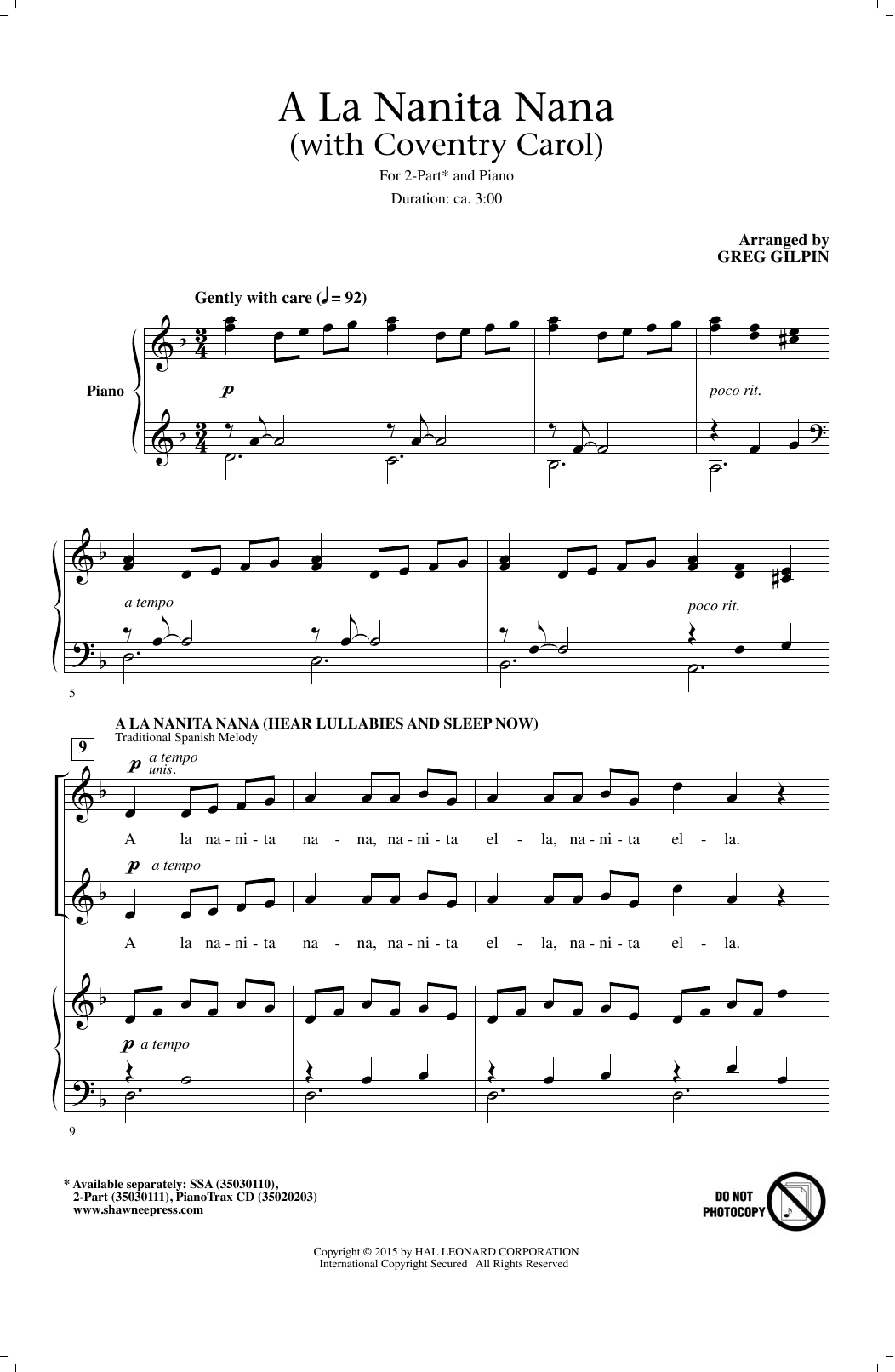 Product gallery: Page 1 of 1 A La Nanita Nana (Hear Lullabies And Sleep Now), Greg Gilpin