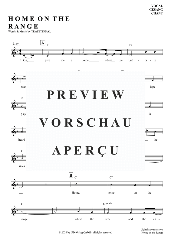 Produktgalerie: Seite 2 von 4 Home On The Range, Folk Song, American, Gesang