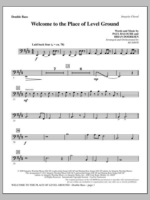 Produktgalerie: Seite 1 von 1 Welcome To The Place Of Level Ground - Double Bass, BJ Davis, Chor
