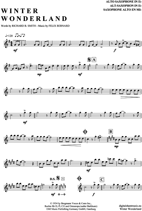 Product gallery: Page 1 of 4 Winter Wonderland , Crosby, Bing, Alto Saxophone