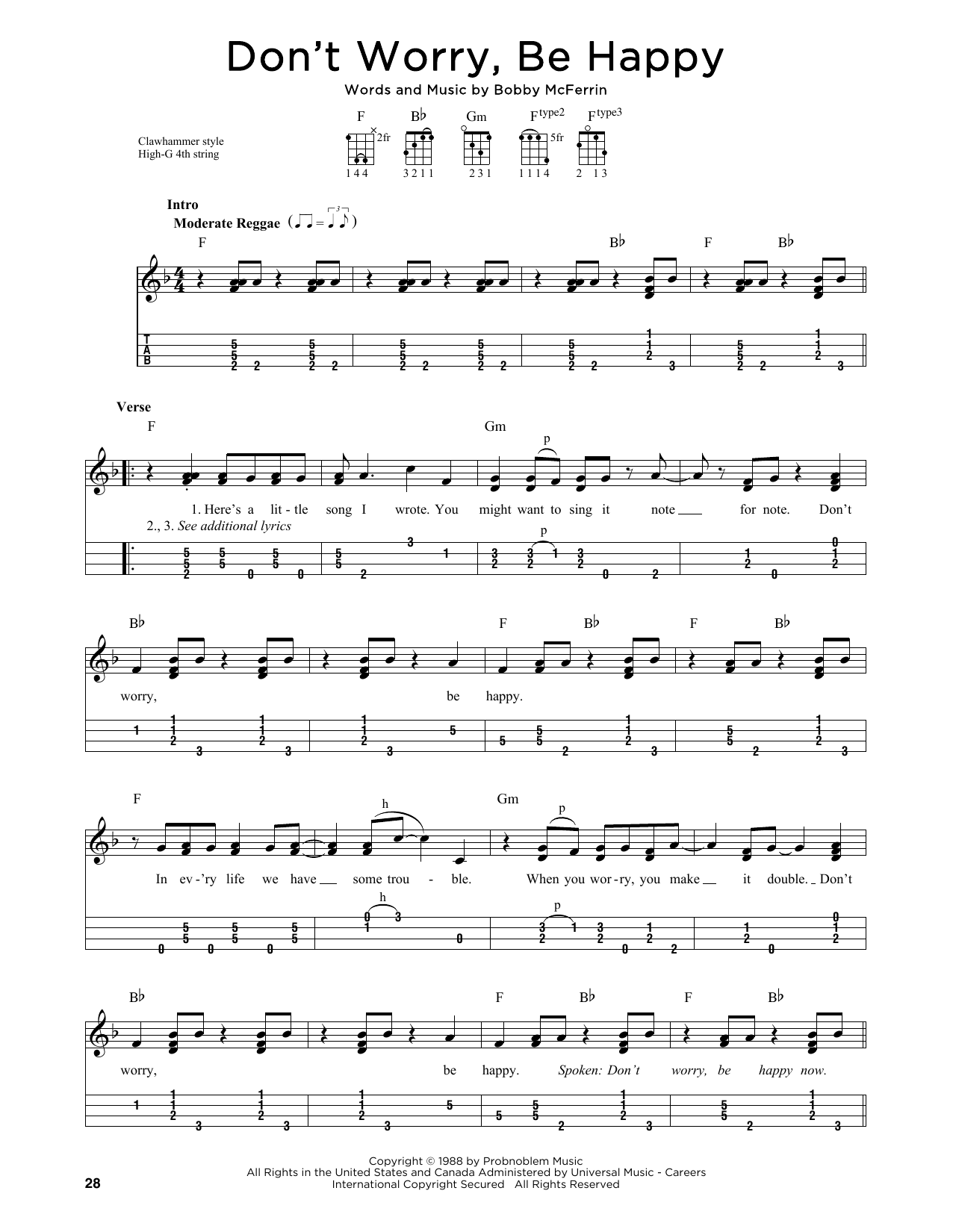Product gallery: Page 1 of 1 Don't Worry, Be Happy (arr. Jim Schustedt), Bobby McFerrin
