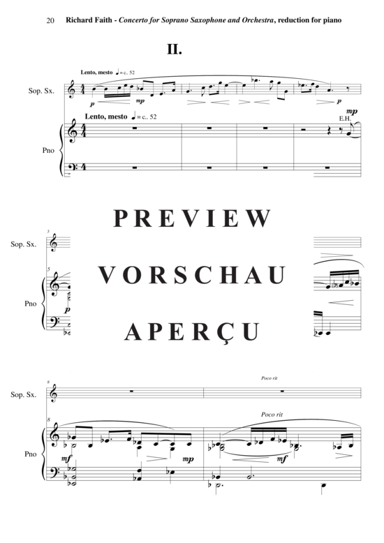 Product gallery: Page 21 of 21 Concerto für Sopran-Saxophon und Kammerorchester , , (soprano saxophone + piano)