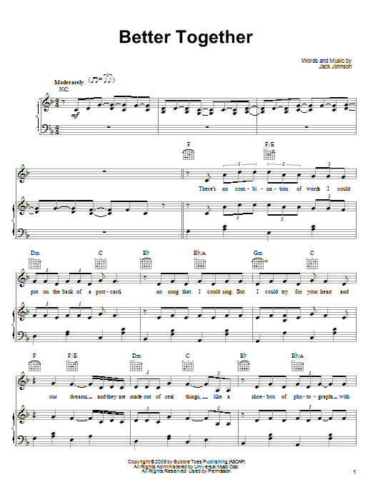 Produktgalerie: Seite 1 von 1 Better Together, Jack Johnson, Gesang, Gitarre, Klavier