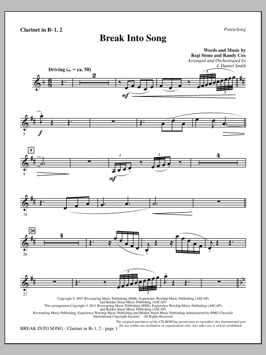 Produktgalerie: Seite 1 von 1 Break Into Song - Bb Clarinet 1 & 2, J. Daniel Smith, Chor