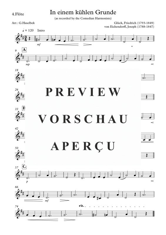 Produktgalerie: Seite 8 von 8 In einem kühlen Grunde, , Flötenquartett