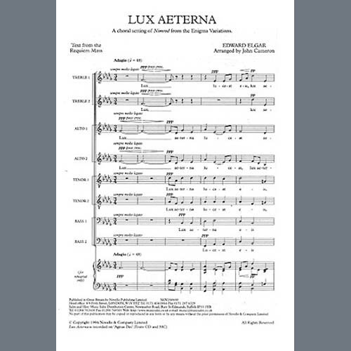 cover: Lux Aeterna (arr. John Cameron), Edward Elgar