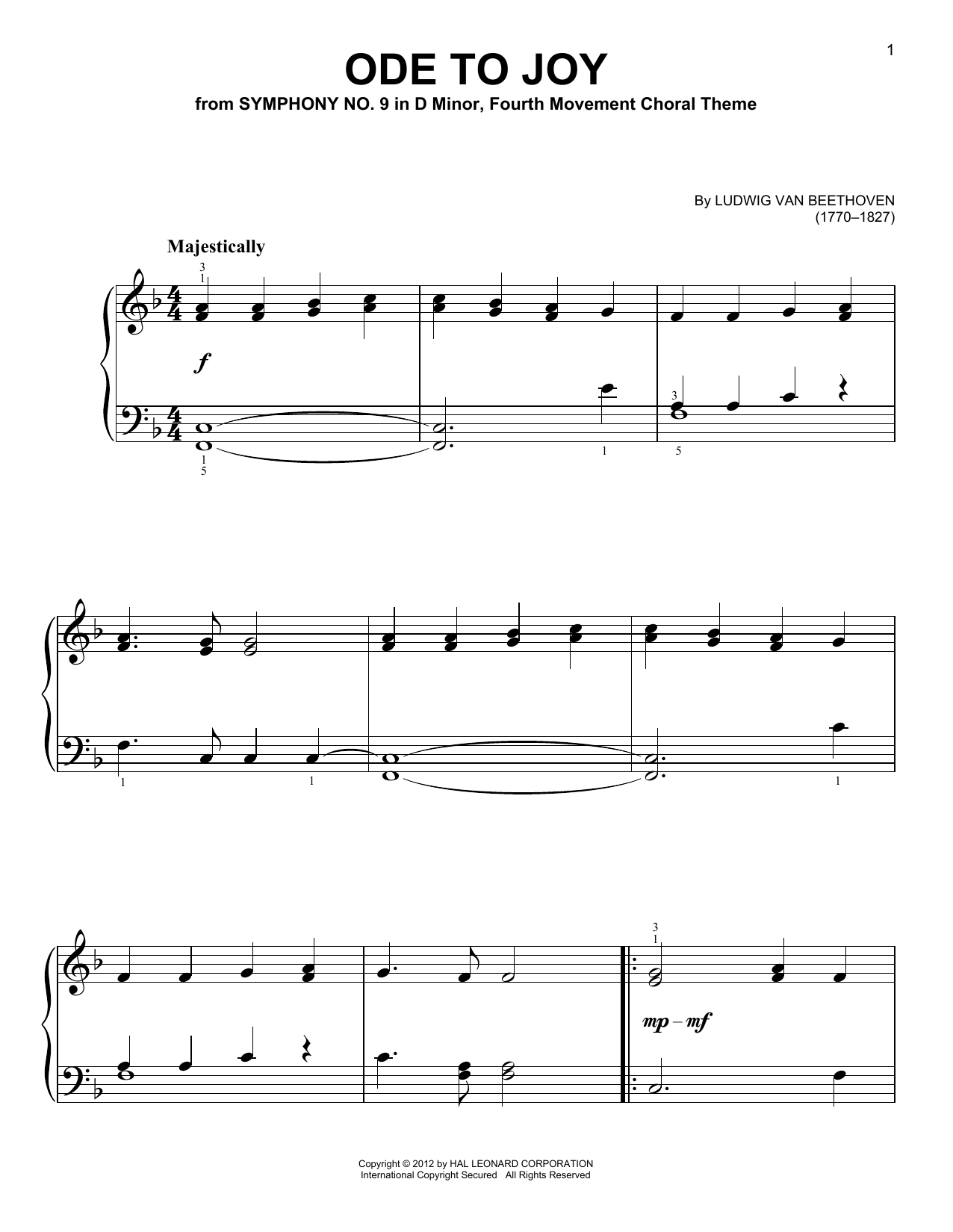 Product gallery: Page 1 of 1 Ode To Joy, Ludwig Van Beethoven
