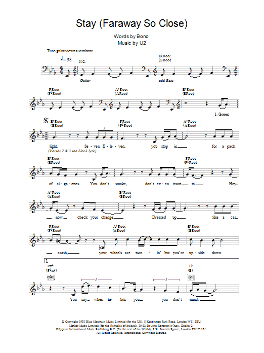 Produktgalerie: Seite 1 von 1 Stay (Faraway So Close), U2, Melodieinstrument
