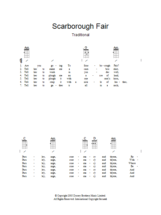 Product gallery: Page 1 of 1 Scarborough Fair, Traditional English Ballad
